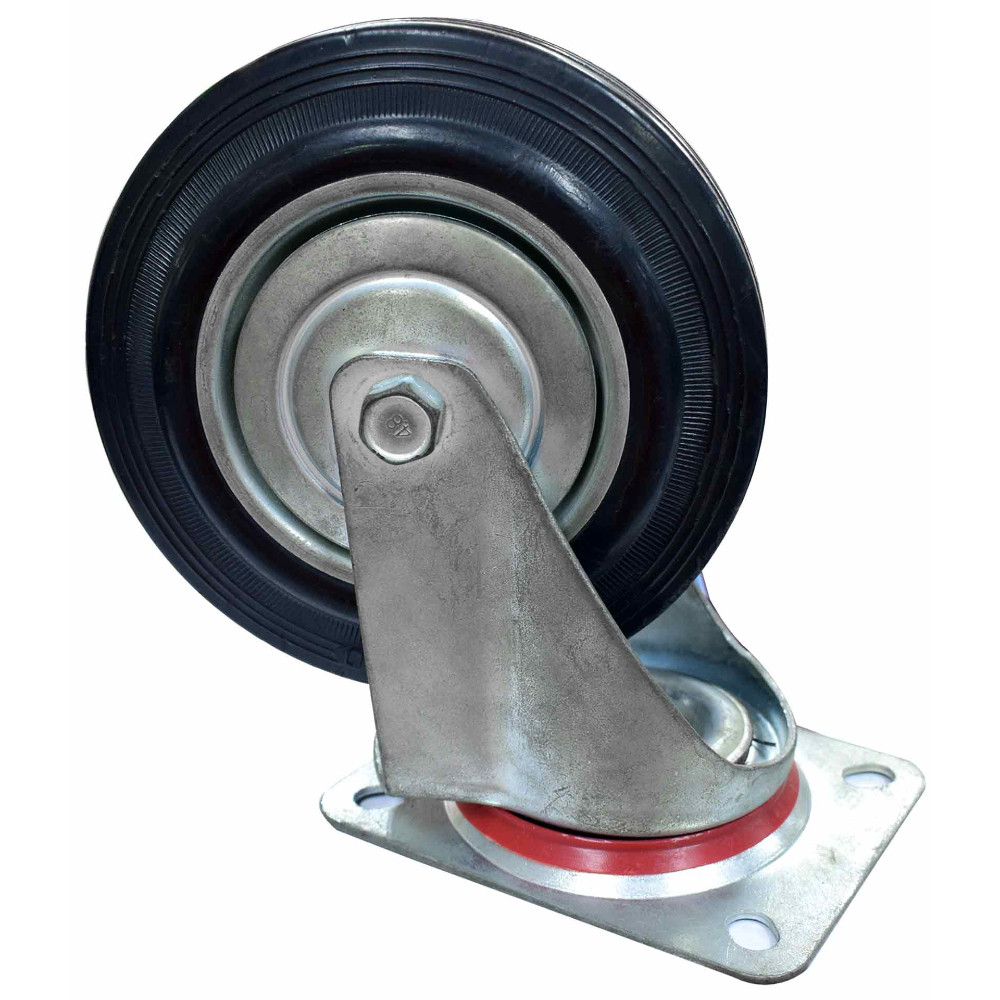 RODACHINES 6" PLANO NEGRO CAUCHO CON RIN 160MM 150KG (INDIVIDUAL) (HT40245)