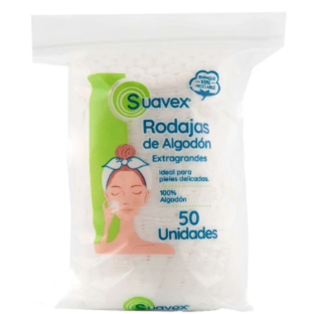 RODAJAS DE ALGODON SUAVES EXTRAGRANDES X50UNIDS