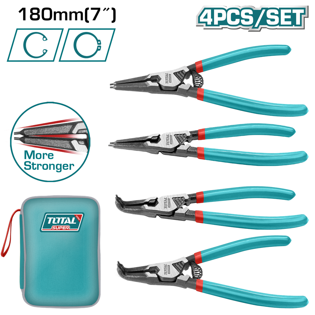 SET DE PINZAS SACA PINES X 4PCS INDUSTRIAL SUPER TOTAL (THTJ214042)