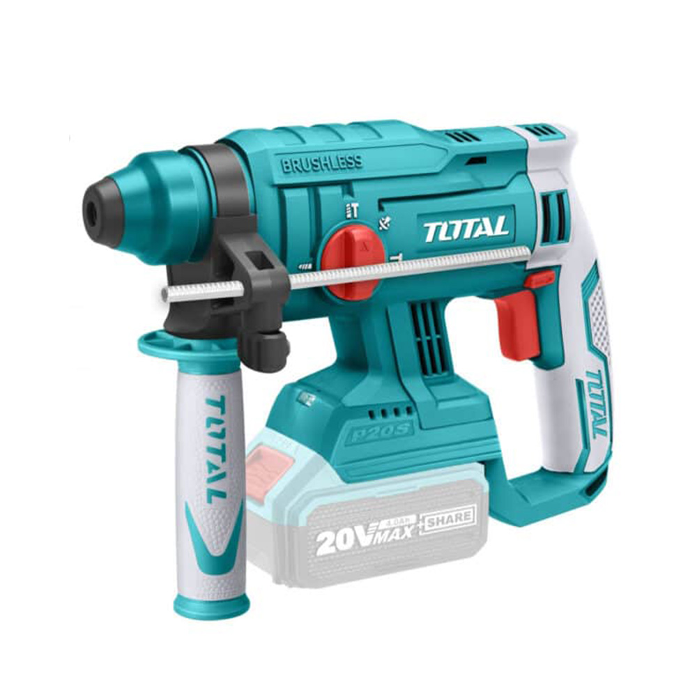 TALADRO INALAMBRICO PERCUTOR SDS PLUS 5/8 INDUSTRIAL BATERIA Y CARGADOR NO INCLUIDO TOTAL (TRHLI2201)