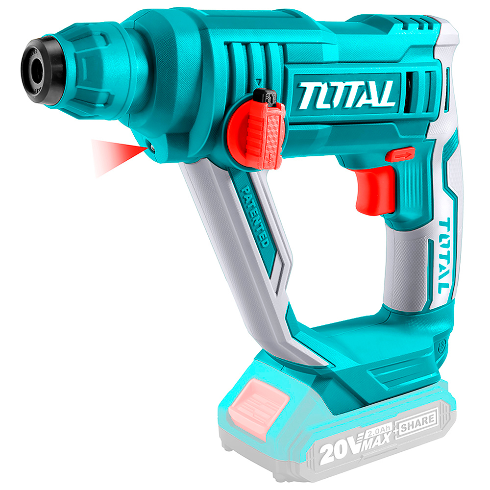 TALADRO INALAMBRICO ROTOMARTILLO SDS PLUS 5/8 BATERIA Y CARGADOR NO INCLUIDO TOTAL (TRHLI1601)