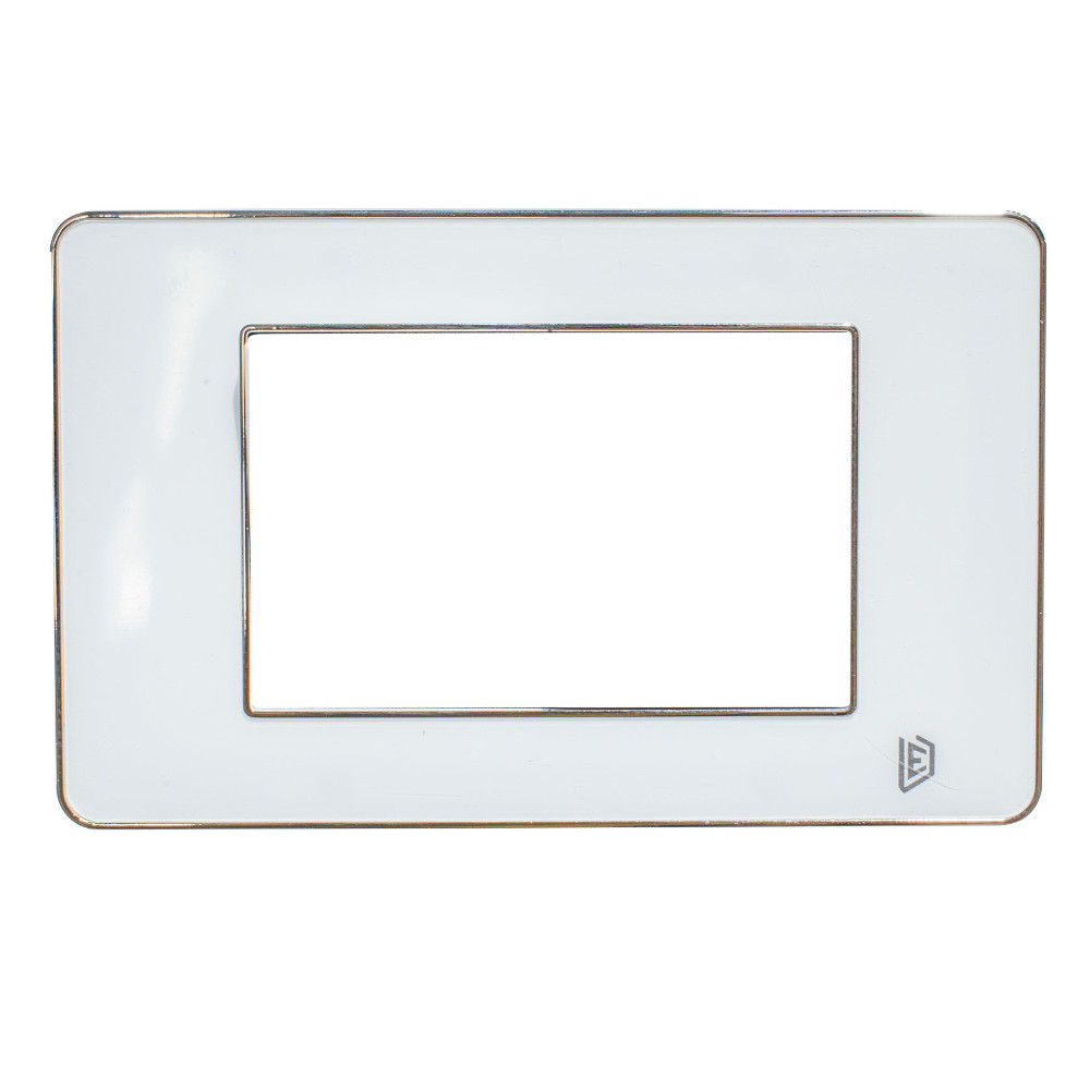 TAPA LUXOR BLANCA Y BORDE CROMADO CUADRADA DUKE ENERGY (V3-02AB)