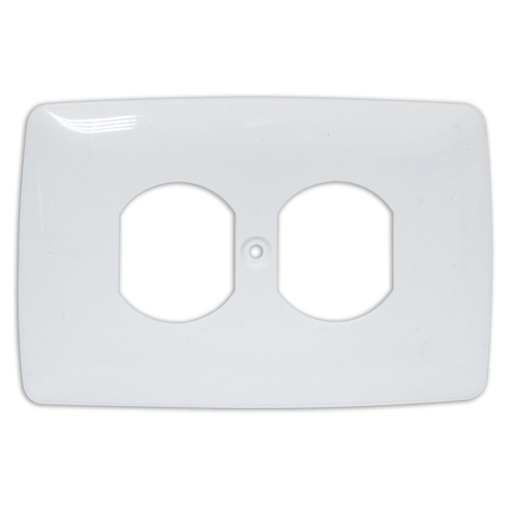 TAPA PLASTICA DE LUJO TOMA DOBLE BLANCA 2X4 INDUMA CERTIFICADA (CON TORNILLO)