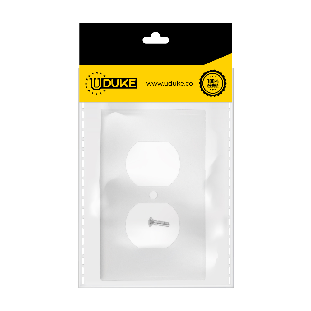 TAPA PLASTICA TOMA DOBLE BLANCA T/L RETIE PQT X 2 UDUKE
