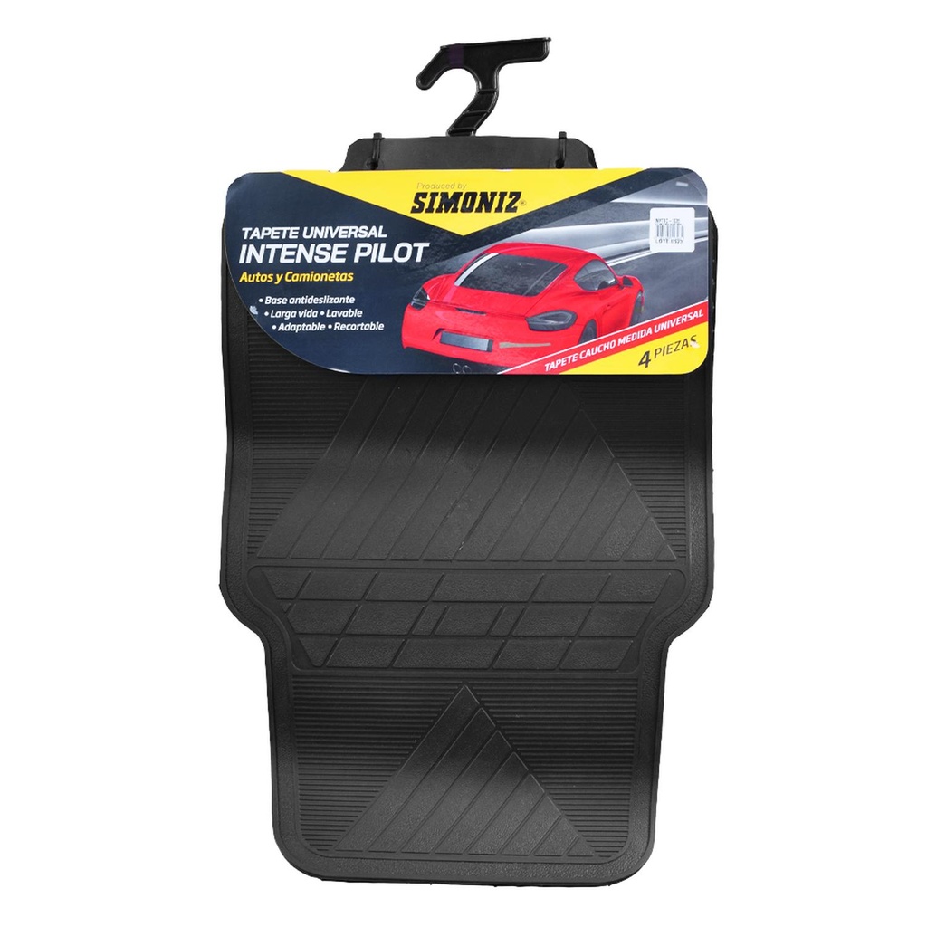 TAPETE  AUTO 4 PIEZAZ UNIVERSAL CAUCHO NEGRO SIMONIZ (104135)