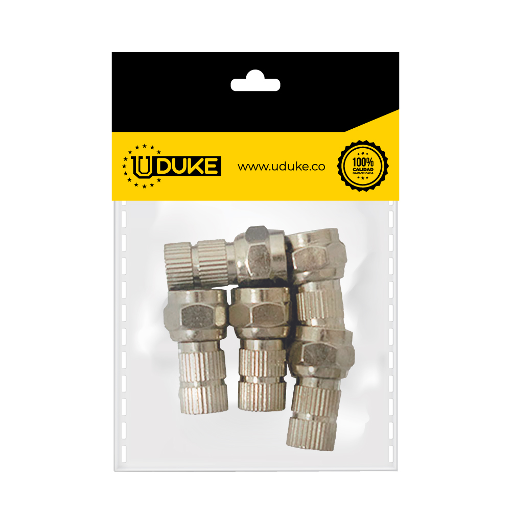 TERMINAL COAXIAL 22MM ROSCA FINA RG56 CON CAUCHITO LARGA PQT X 5 UDUKE