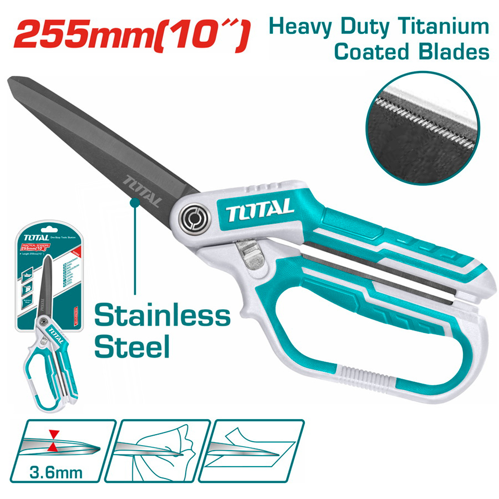 TIJERA 10" ACERO INOXIDABLE MANGO ERGONOMICO INDUSTRIAL SUPER TOTAL (THSCRS832558)
