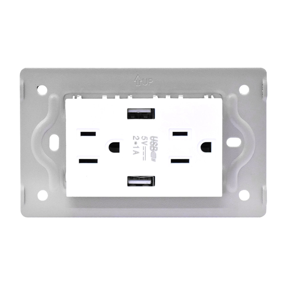 TOMA DOBLE + 2 USB LUXOR BLANCA INTERCAMBIABLE SIN TAPA DUKE ENERGY (V9-032)