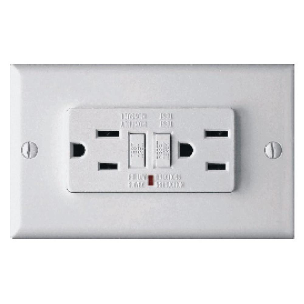 TOMA DOBLE CON PROTECCION GFCI PARA HUMEDAD GS13 (HT20640-HT20679)(GFCI GLX-15A)