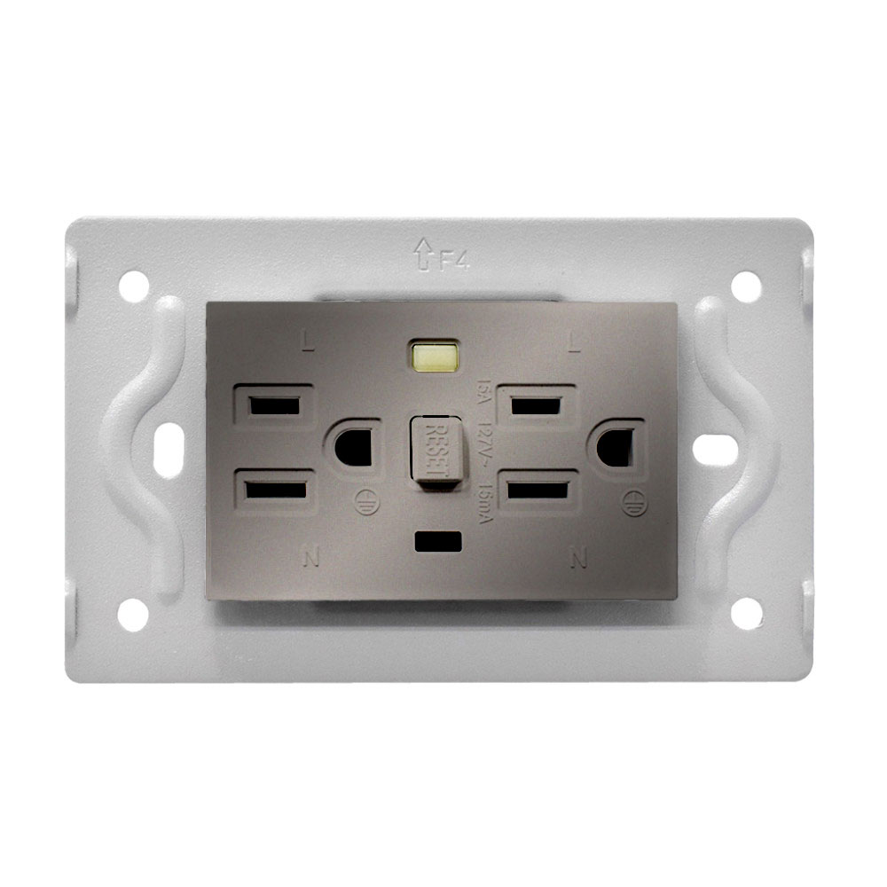 TOMA DOBLE GFCI LUXOR GRIS DUKE ENERGY (15A-127V) (V3-020)