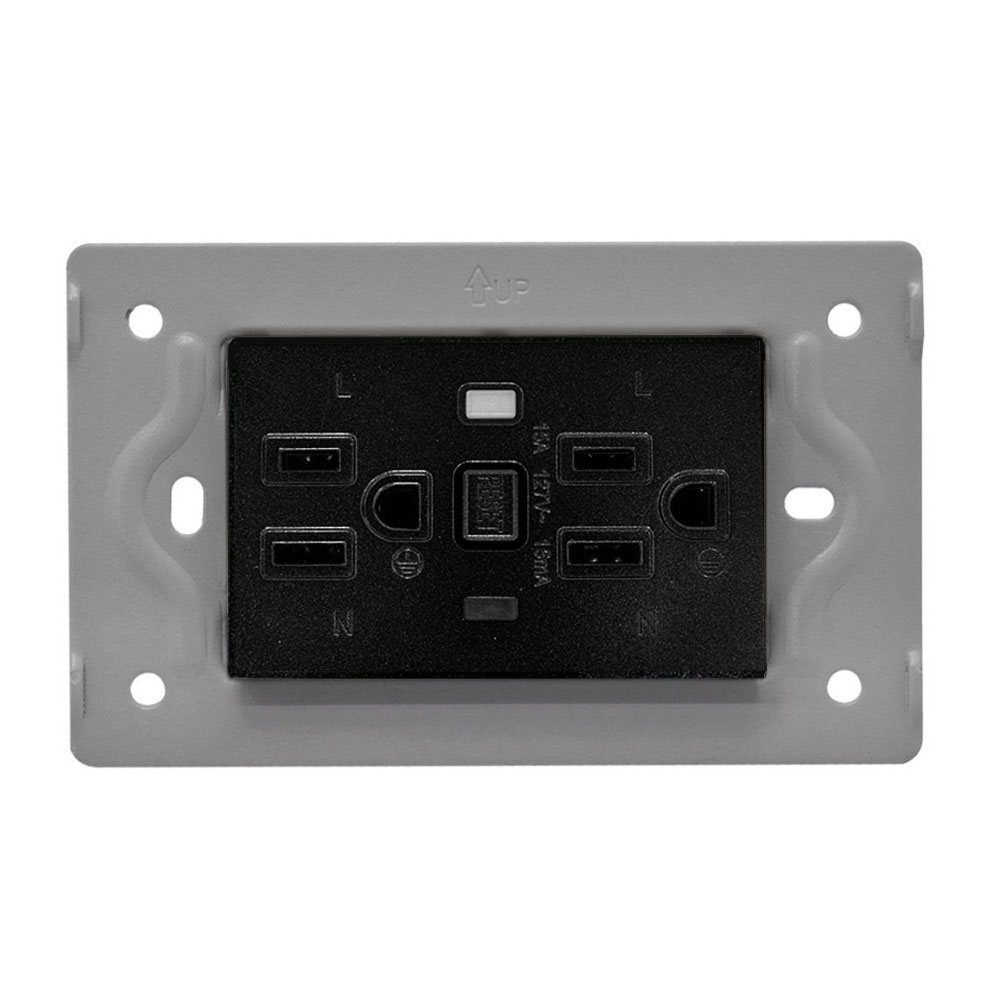 TOMA DOBLE GFCI LUXOR NEGRO DUKE ENERGY (15A-127V) (V17-020)