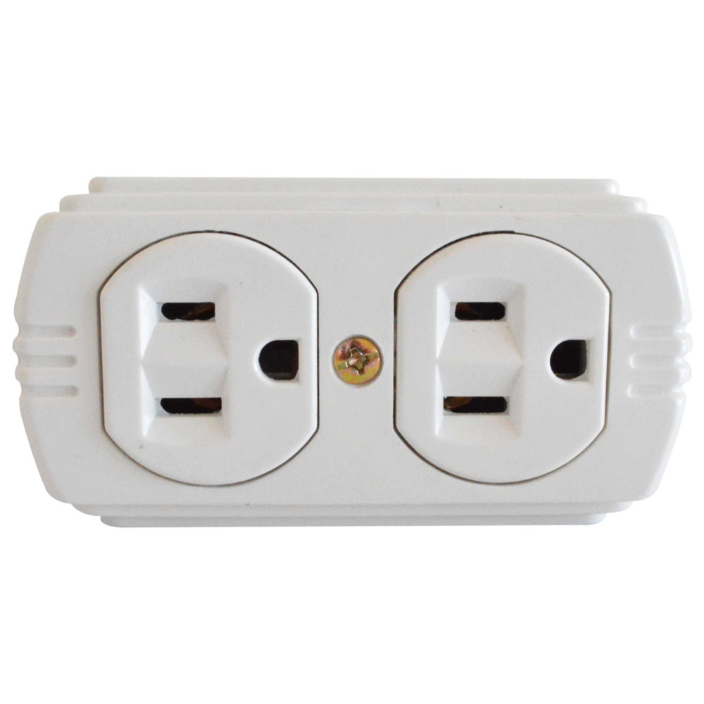 TOMA DOBLE T/L SOBREPONER CON P-TIERRA BLANCO UDUKE (RETIE-FL)(HT20378)