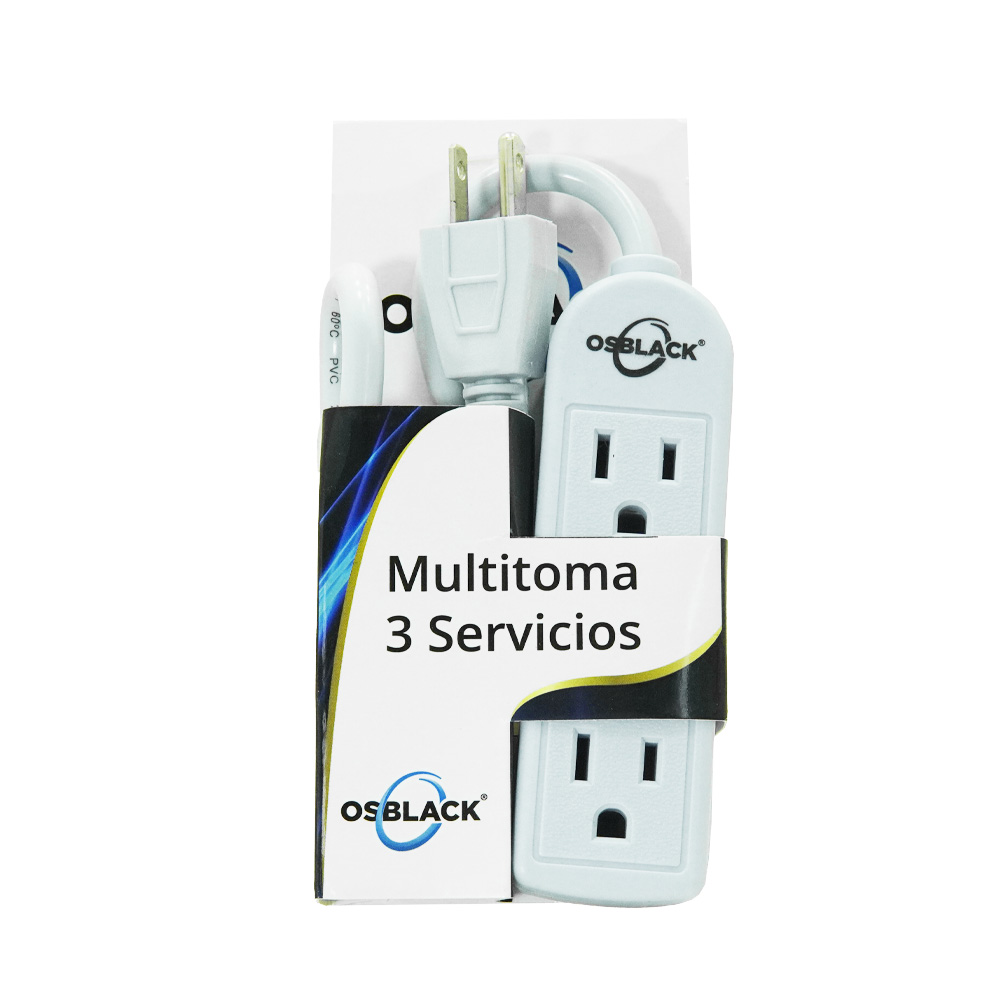 TOMA MULTIPLE ELECTRICA X 3 SALIDAS 60CM CABLE