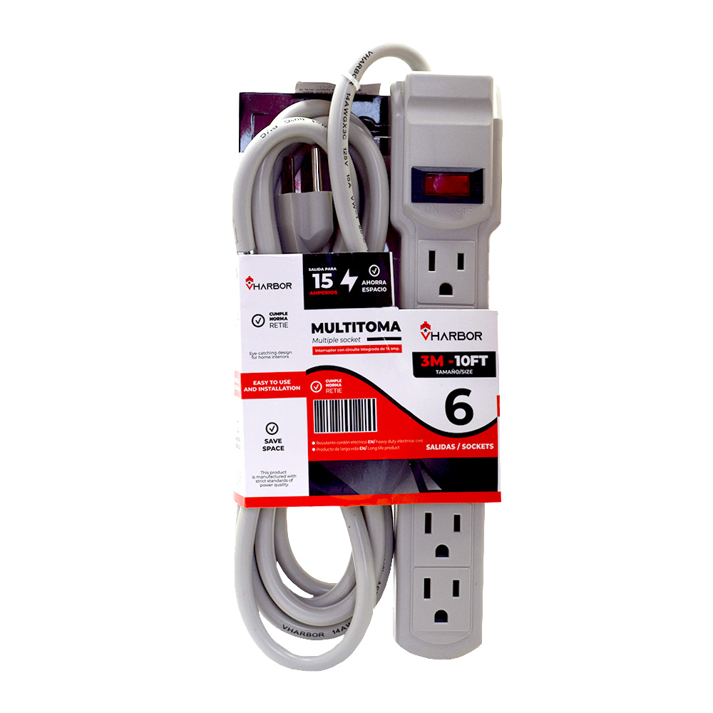 TOMA MULTIPLE X6 CABLE DE 3 MTS VHARBOR (S-25-3M)
