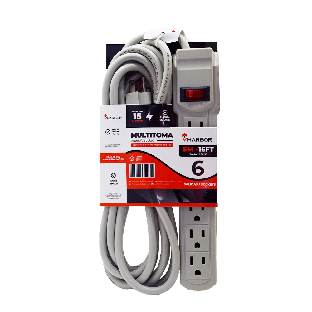 TOMA MULTIPLE X6 CABLE DE 5 MTS VHARBOR (S-25-5M)