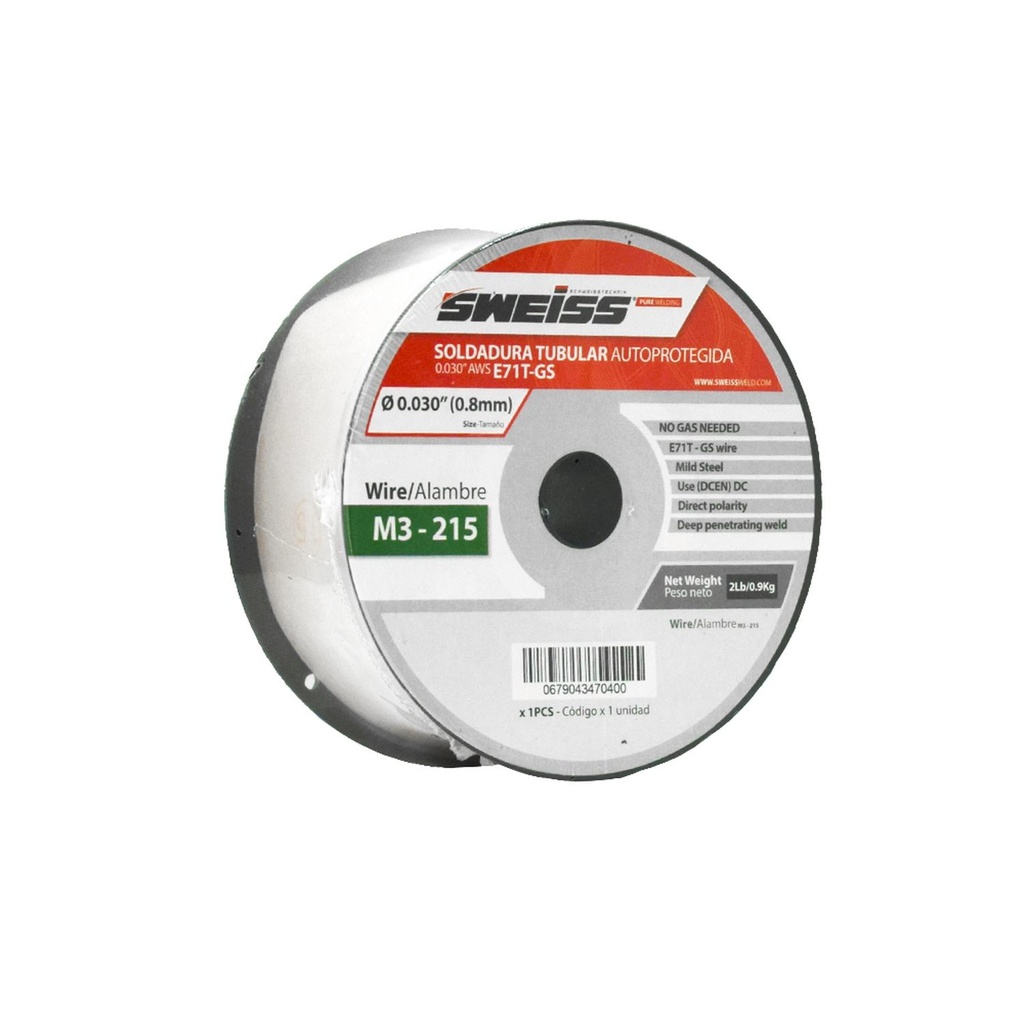 SOLDADURA FCAW AUTOPROTEGIDA AWS E71T-GS 1 KG SWEISS (0.030/08MM) (M3-215)