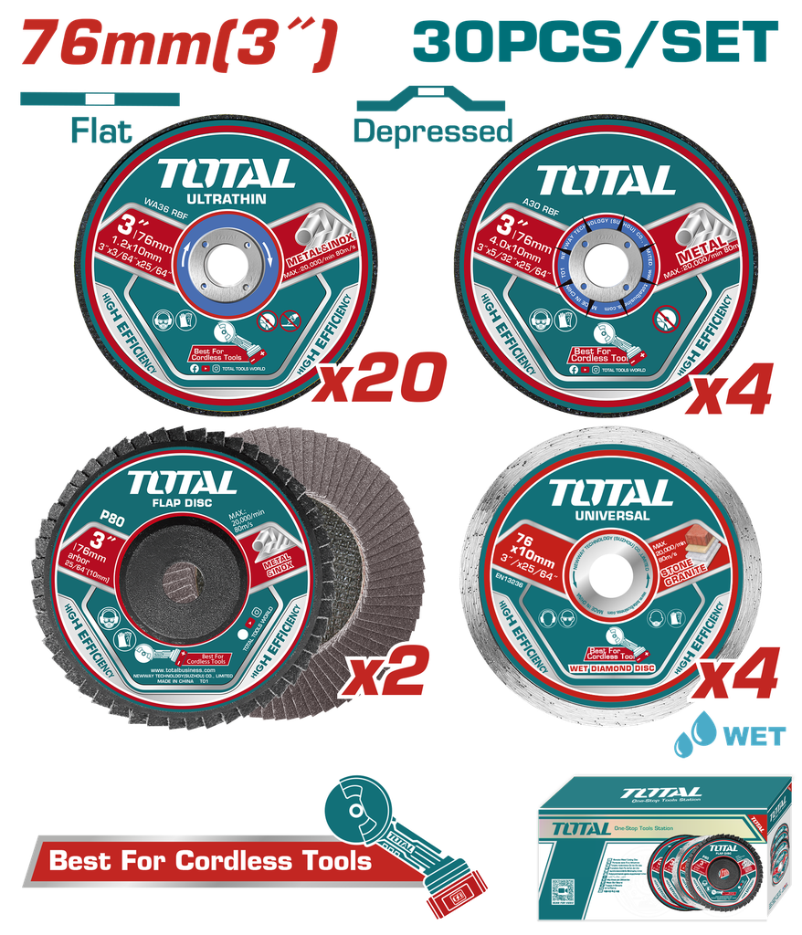 JUEGO DE DISCOS DE CORTE YPULIR 3" X 30 PZAS