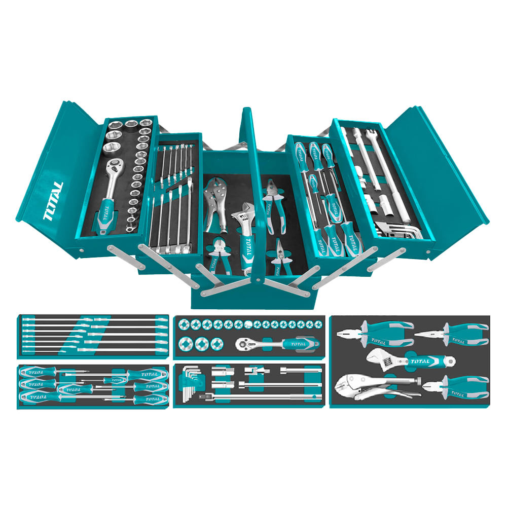 CAJA DE HERRAMIENTAS INCLUYE 59 PZS INDUSTRIAL METALICA TOTAL   (THTCS12591)