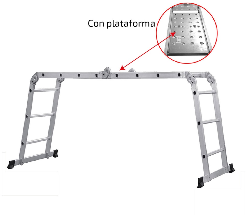 ESCALERA MULTIPOSICIONES CON PLATAFORMA AM0112D ALTURA 3.37 MTS 150 KG