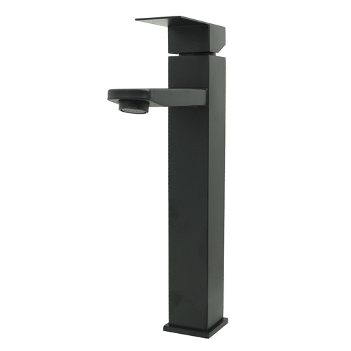 [19900] LLAVE LAVAMANOS MONOCONTROL ACERO INOXIDABLE  CUADRADA NEGRAALTA 30CM UDUKE (HT2031)