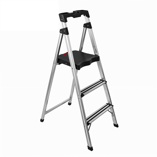 [21317] ESCALERA DE ALUMINIO 2 PELDAÑOS CAP 150 KILOS USO INDUSTRIAL UDUKE CON PLATAFORMA PLASTICA (HT3172)