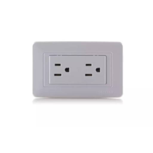 [IH9144] TOMA INCRUSTAR DOBLE POLO TIERRA  BLANCO 118Z (03603)