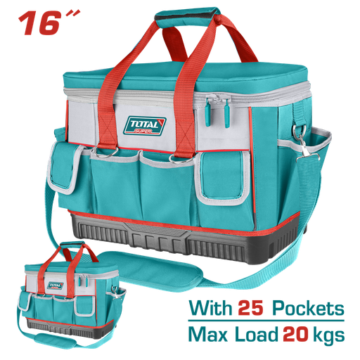 [21449] BOLSO DE HERRAMIENTAS 16 REFORZADO CAPACIDAD MAXIMA 20KG INDUSTRIAL SUPER TOTAL (THT561625)