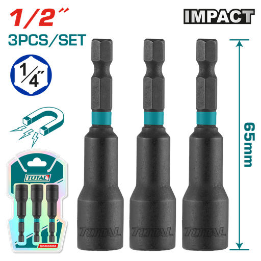 [21389] COPA TORNILLO  1/2" IMANTADA JUEGO X 3 PZS  INDUSTRIAL SUPER TOTAL (UTAC271331)