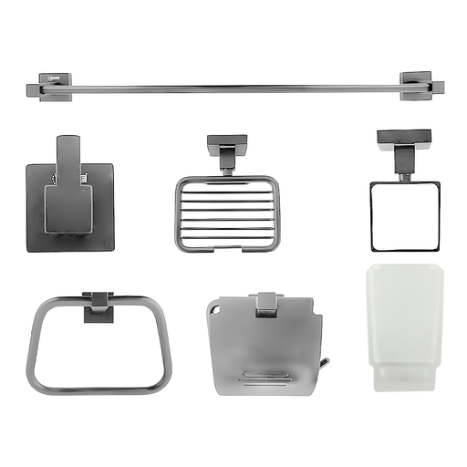 [21772] KIT ACCESORIOS PARA BAÑO X 6 PIEZAS GRIS CLARO UDUKE (HT3394)
