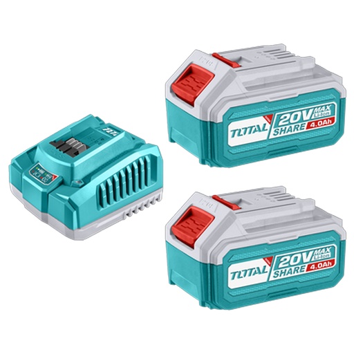 [21402] KIT DE 2 BATERIAS 4,0AH + CARGADOR DE 20V INDUSTRIAL SUPER TOTAL (UTFBCPK1424)