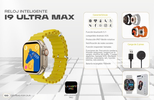 [21155] RELOJ INTELIGENTE TOUCH I9 ULTRA MAX 