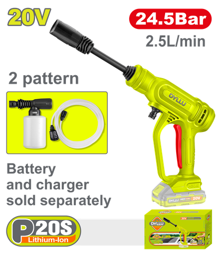 [22052] HIDROLAVADORA INALAMBRICA 20V PORTATIL BATERIA Y CARGADOR NO INCLUIDO  DYLLU  (DTQX0120)