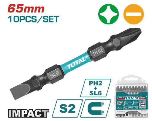 [20945A] PUNTAS TALADRO INDUSTRIAL DOBLE PUNTA IMANTADA 65MM (+) (-) INDUSTRIAL  SUPER TOTAL (TACIM16HL133) 