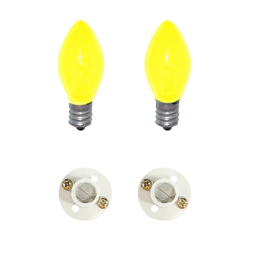 [135AK] BOMBILLO CANDELABRO SENCILLO AMARILLO+SOKET CANDELABRO PASTA PAQ X 2 DUKE