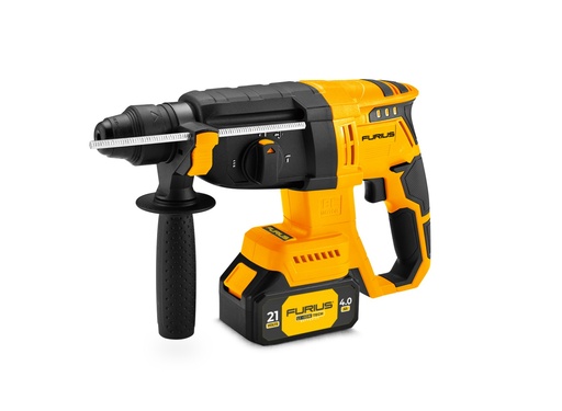 [22401] TALADRO ROTOMARTILLO INALAMBRICO SDS PLUS 21V 1000RPM INCLUYE BATERIA 4 AH Y CARGADOR  FURIUS (FRM21B)