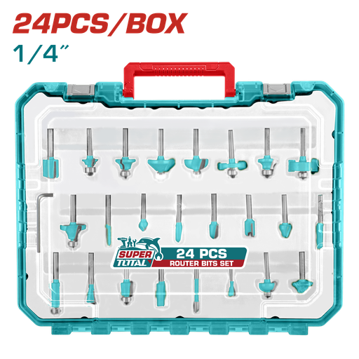 [22374] JUEGO DE 24 FRESAS PARA RUTEADORA 1/4"INDUSTRIAL TOTAL (TACSR1240104)