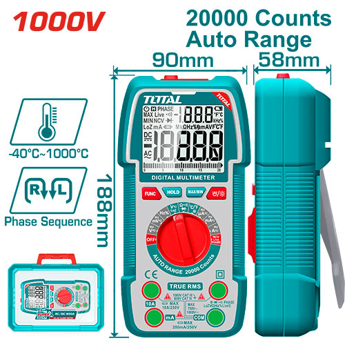 [22228] TESTER DIGITAL 1000V 20000 CONTEOS RMS INDUSTRIAL TOTAL (TMT5410003)