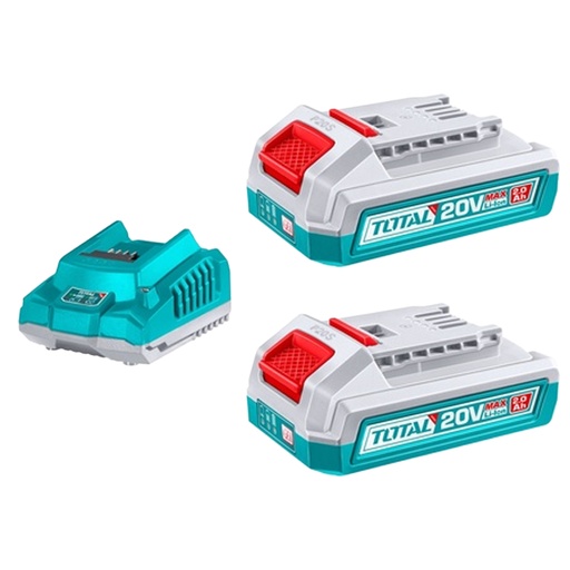 [22356] KIT DE 2 BATERIAS 2.0AH + CARGADOR DE 20V INDUSTRIAL TOTAL (UTFBCPK2212)
