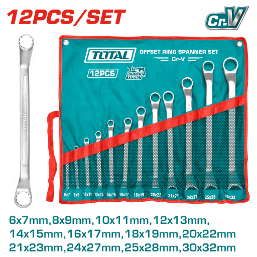 [21068] LLAVE CORONA 6-32MM JUEGO X 12 PCZ INDUSTRIAL SUPER TOTAL (THT1024121)