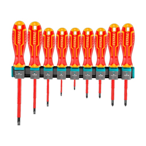 [21274] DESTORNILLADOR AISLADO 1000V INDUSTRIAL AMARILLO-ROJO JUEGO X 9 PZS  INDUSTRIAL SUPER TOTAL (THTIS596)