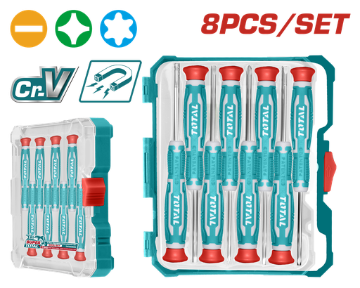 [21222] JUEGO DESTORNILLADORES X 8PCS DE PRECISION PUNTA INMANTADA INDUSTRIAL SUPER TOTAL (THT250826)