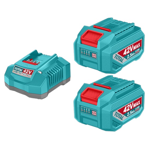 [22503] KIT DE 2 BATERIAS 2.5AH + CARGADOR DE 42V INDUSTRIAL TOTAL (UTFBCPM25221)