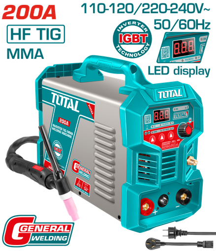 [22573] SOLDADOR INVERSOR DIGITAL 200A (MMA-HF TIG) 110-220V INDUSTRIAL SUPER TOTAL (UTIG20058)