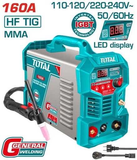 [22572] SOLDADOR INVERSOR DIGITAL 160A (HF-TIG-MMA) 110-220V  TOTAL (UTIG16058)