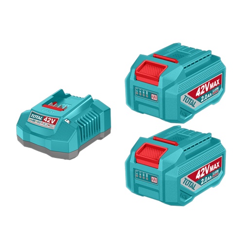 [22538] KIT DE 2 BATERIAS 2.0AH + CARGADOR DE  42V INDUSTRIAL TOTAL (UTFBCPM20221)