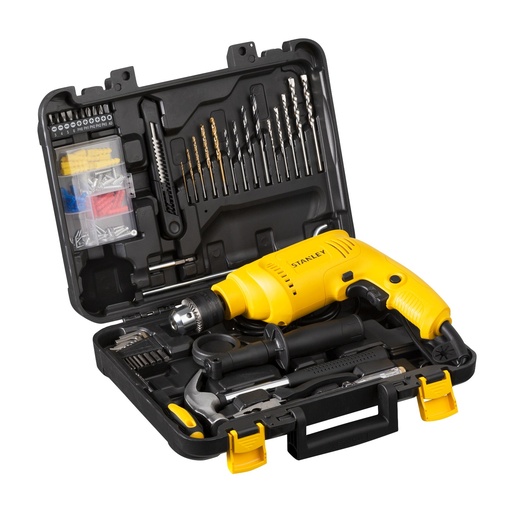 [22610] TALADRO PERCUTOR STANLEY 1/2" 600W V.V R. + 119 ACCESORIOS + CAJA PLASTICA (SDH600KP-B3)