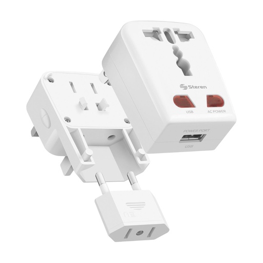 [16741] ADAPTADOR UNIVERSAL DE CONTACTOS PARA VIAJE CON CARGADOR USB (905-138