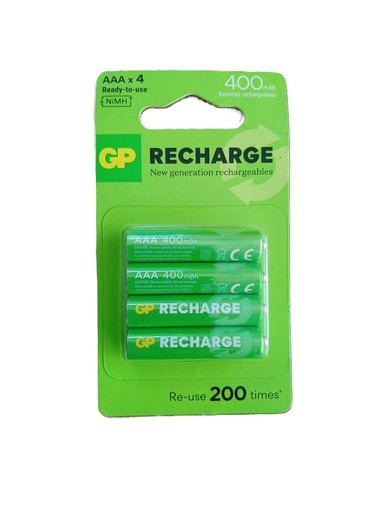 [22625] PILA RECARGABLE BLISTER X 4 GP 1.2V AAA 400 MAH (GP40AAAHC-C4K)