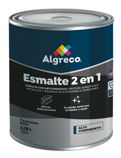 [14602] ESMALTE RAPIDO 2 EN 1 NEGRO 1/16 GALON (92330016) ALGRECO