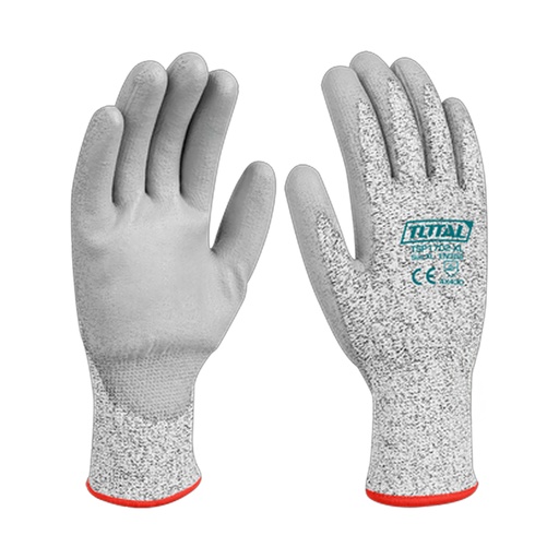 [22017P] GUANTE POLYESTER XL ANTICORTE CON RECUBRIMIENTO DE PU INDUSTRIAL SUPER TOTAL (TSP1702-XL) (PTV X1)